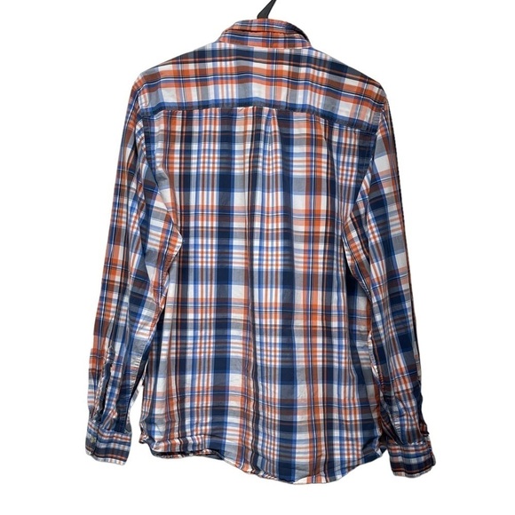Stoic Orange Blue Plaid Long Sleeve Button Down Shirt Size Large - Picture 2 of 6